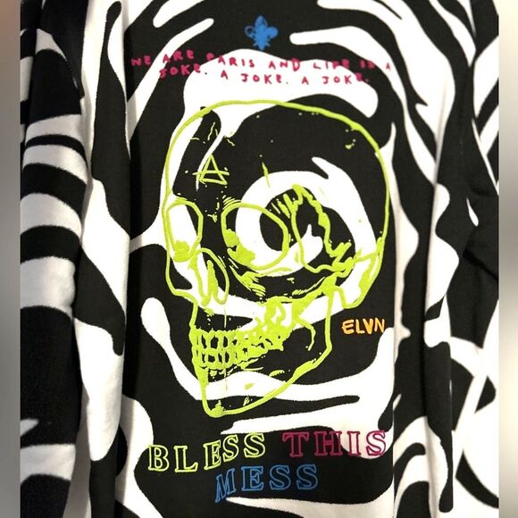 Eleven Paris Bless This Mess Cotton Hoodie Swirl Aop Skull Mens Size Large 42 44 - Picture 6 of 8